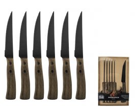 GUSTA BBQ steakové nože set 6 kusů v krabici ocel/dřevo