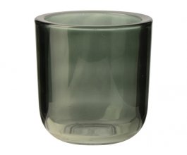 GUSTA Svícen masivní sklo 9x9,5 cm zelený kouřový