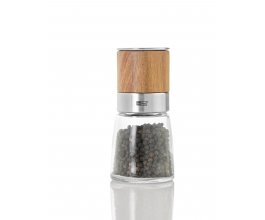 AdHoc Mlýnek na sůl a pepř AKASIA, keramický mlýnek CeraCut sklo/nerez/dřevo