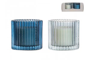 GUSTA Set 2 kusů svíček ve skle průměr 7 cm modrá