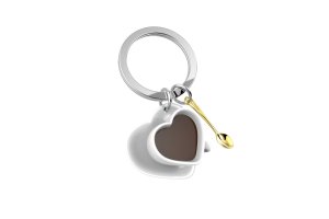 MTM Klíčenka šálek kávy ve tvaru srdce se lžičkou